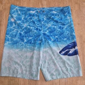 EUC Wonder Nation boys Blue Shark Ocean Print Swim Shorts